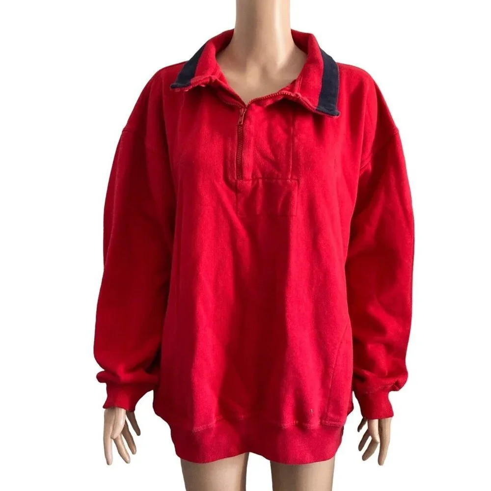 Vintage Nautica Sweatshirt Mens Size XXL Red Pullover High Neck